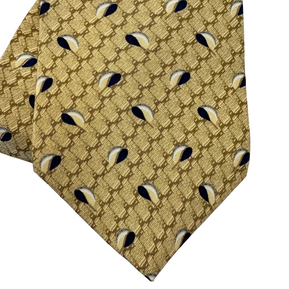 Bill Blass Necktie Mens One Size Gold Geometric Silk Classic Professional Tie